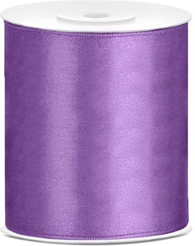 Partydeco - Satijn lint Lavendel 100mm/rol 25m