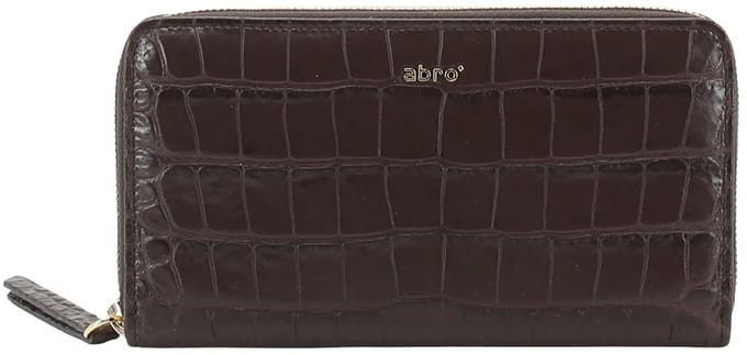 abro Leren portemonnee Leather Cocco Mondial Wallet Dark Brown donkerbruin