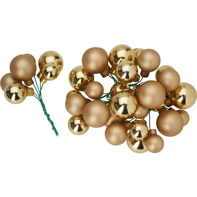 Kerstballen van glas op draad, 36 stuks, Ø 20 / 25 / 30 mm - Goud mix