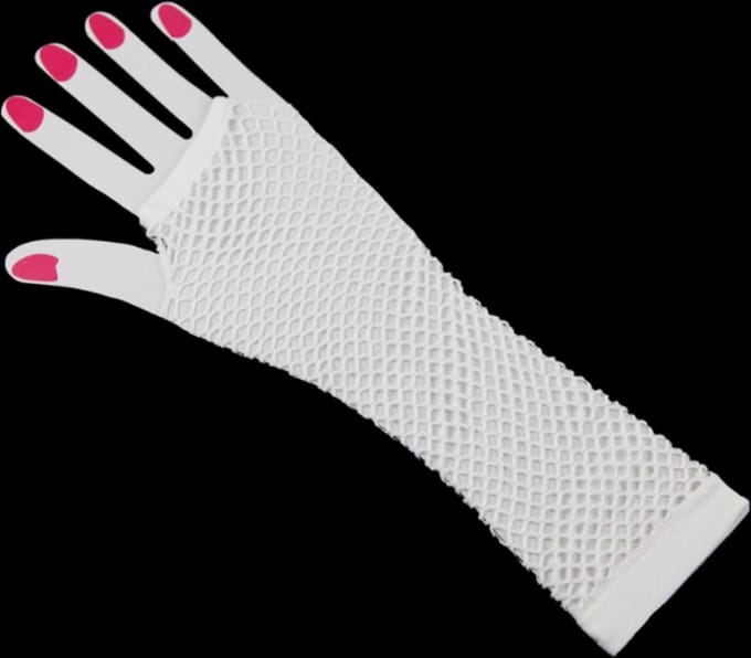 Lange net handschoen wit