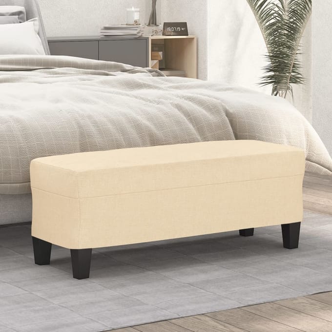 vidaXL - Bankje - 100x35x41 - cm - stof - crèmekleurig