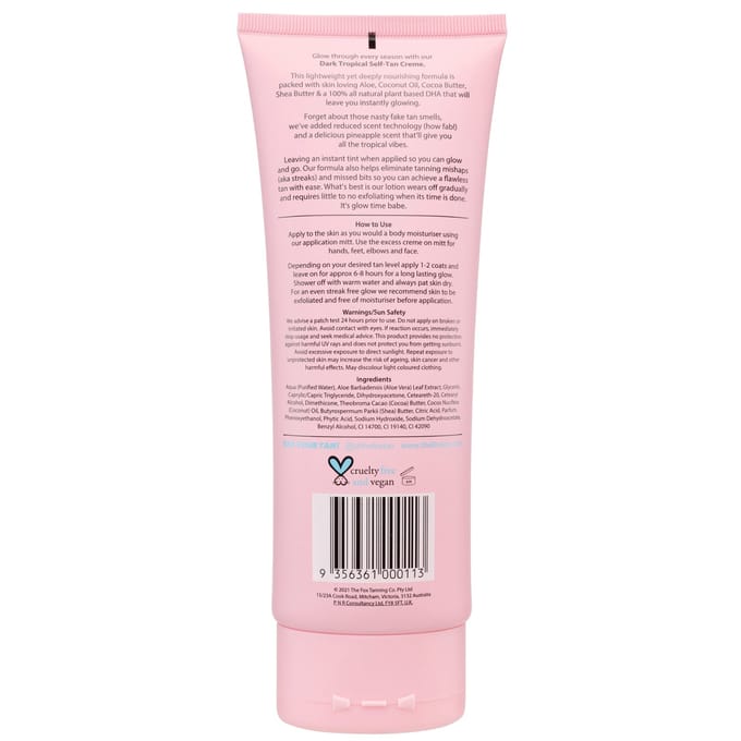 The Fox Tan Dark Tropical Self-Tan Creme – Zelfbruiner Crème voor Donkere Tan