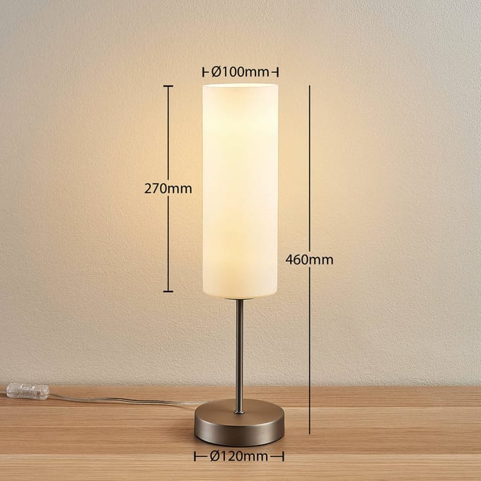Lindby - Tafellamp - 1licht - Glas, metaal - H: 46 cm - E27 - wit, nikkel gesatineerd