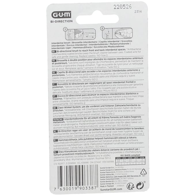 GUM Bi-Direction 0,9mm 6 Tandenborstel