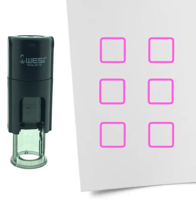 CombiCraft Stempel Lege checkbox of Vierkant 10mm rond - roze inkt