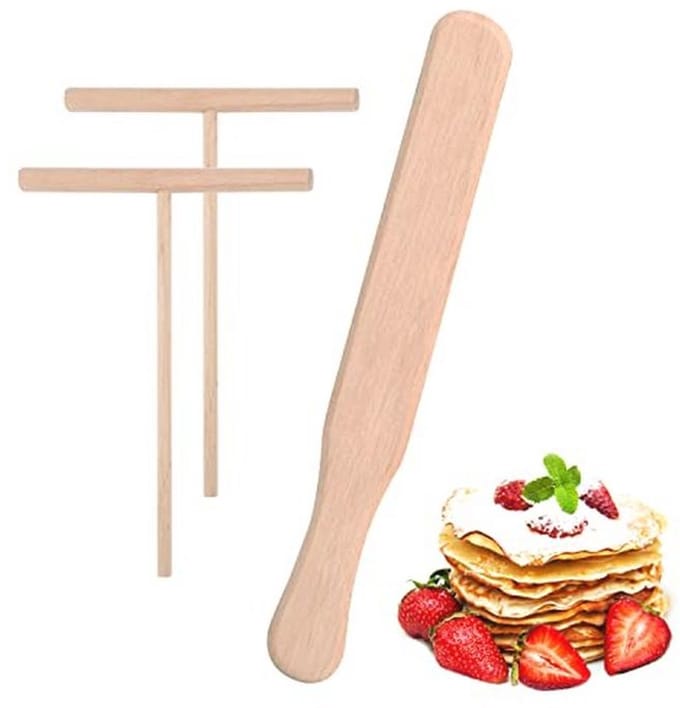 Pannenkoekenspreider en Deegverdeler Set - 3 Stuks met Houten Spatel