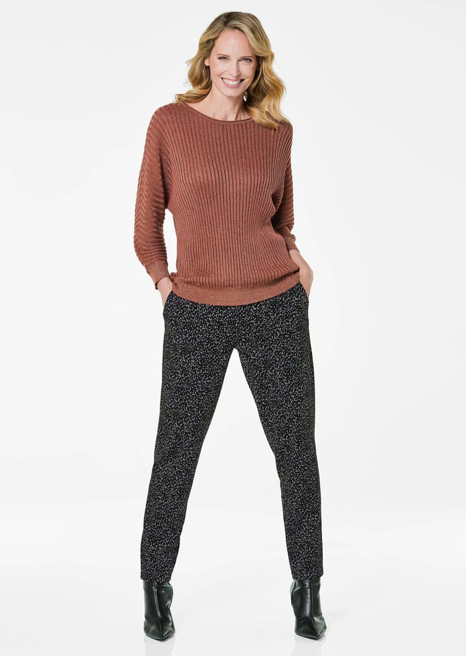 Pullover met vleermuismouwen - cognac - Gr. 36/38 van Goldner Fashion