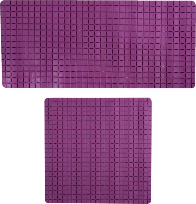 MSV Douche/bad anti-slip matten set badkamer - rubber - 2x stuks - paars - 2 formaten