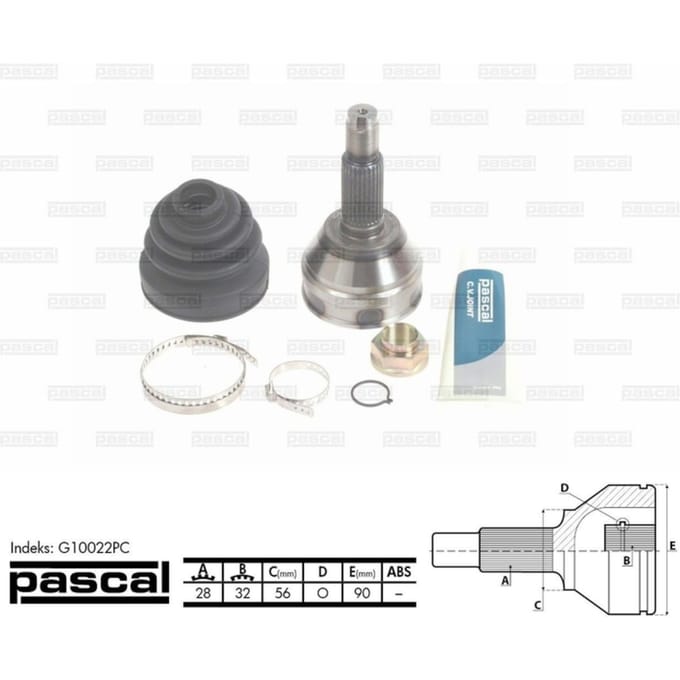 Homokineet reparatie set, aandrijfas PASCAL G10022PC
