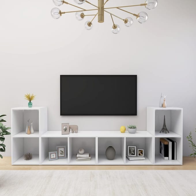 vidaXL - Tv-meubelen - 4 - st - 72x35x36,5 - cm - bewerkt - hout - wit