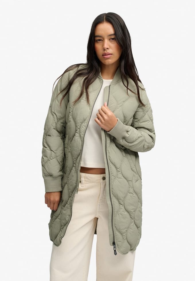 Superdry - Lange Onion Quilt Liner Jas - Dames - Gewatteerde jassen