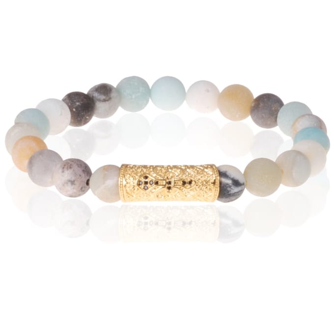 Kralen armband Frosted Amazoniet Tibetaanse kraal Goudkleurig