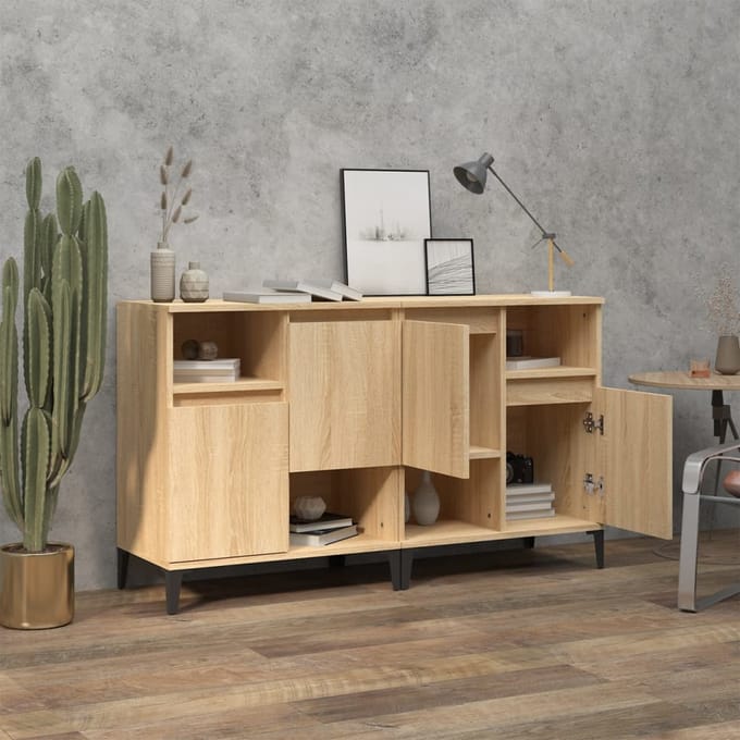 vidaXL - Dressoirs - 2 - st - 60x35x70 - cm - bewerkt - hout - sonoma - eikenkleurig