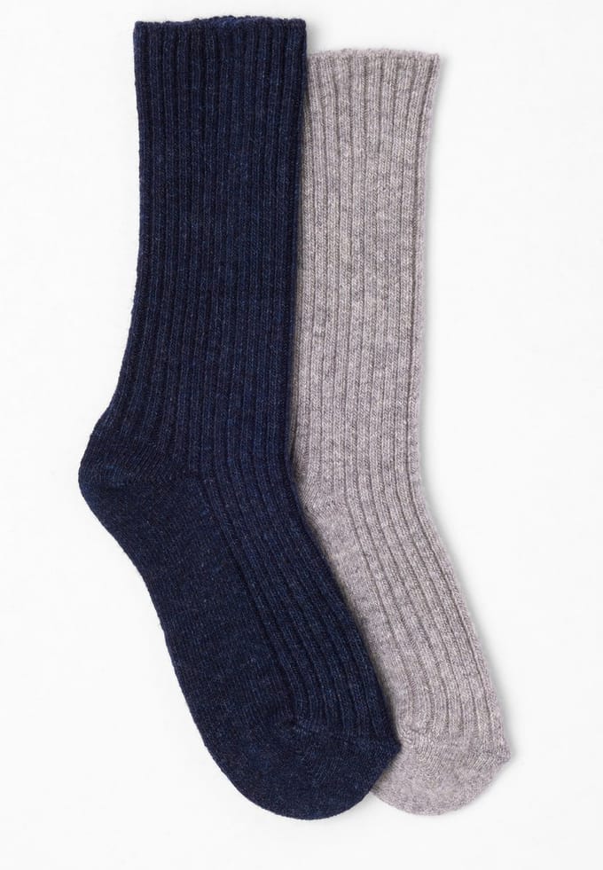 Damart - Set van 2 paar ribgebreide Thermolactyl sokken - Dames - Blauw - 39/41