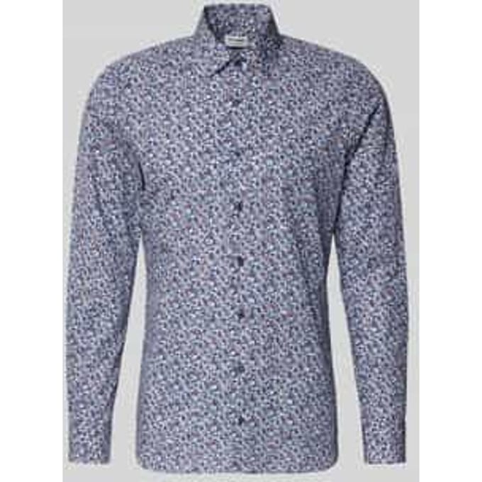 slim fit zakelijk overhemd van katoen met kentkraag