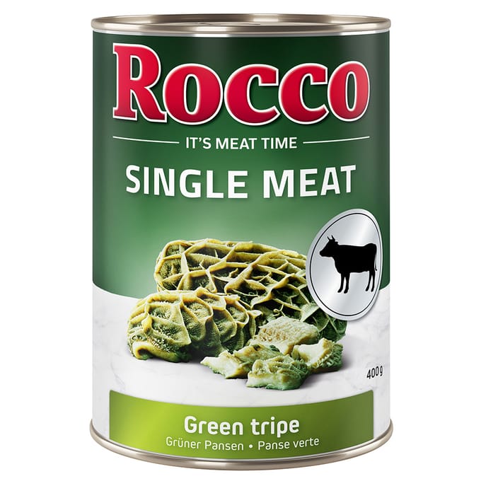 Dubbelpakket Rocco Single Meat 12 x 400 g Hondenvoer - Pure Groene Pens