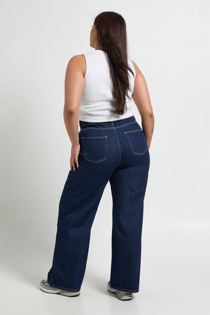 boohoo Dames Plus Basics Hoge Taille Rechte Pijp Jeans | Indigo | Maat: 16/32L