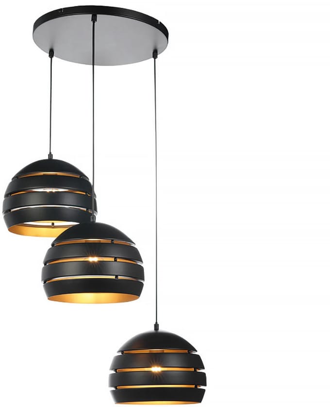 Freelight - Hanglamp Djarin 3 lichts Ø 50 cm zwart goud