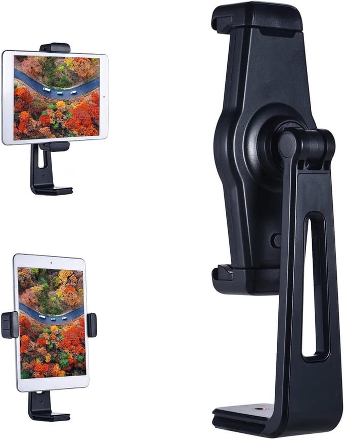 Tablet Statief Adapter - Klem Houder - Opnames Maken - Universeel Verstelbaar - 12-17 cm - Zwart