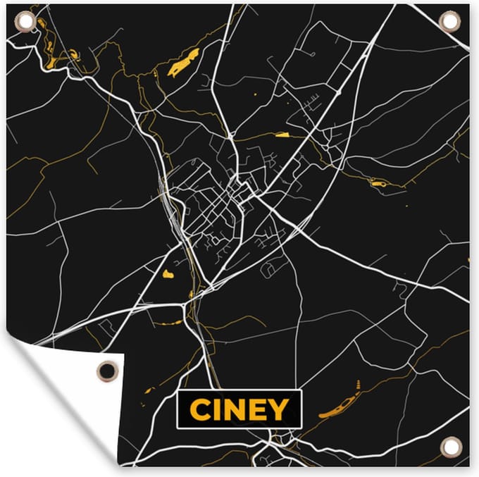 Tuindoek Plattegrond - Kaart - Ciney - Stadskaart - Goud - 100x100 cm