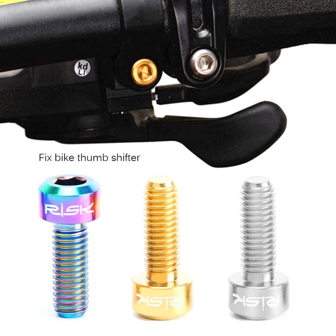 RISK 2PCS Titanium Bouten voor Fiets Duimversteller Vaste Schroeven Hexagon Ti Bevestiging MTB Fietsonderdelen veelkleurig