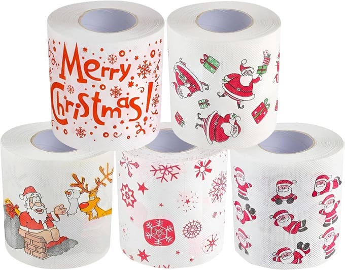 Grappig Kerst WC-papier - 5 Rollen Thema: Kerstman - Feestelijk en Origineel Geschenk