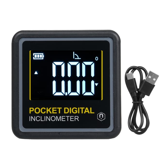 4 x 90 graden draagbare digitale inclinometer LCD-achtergrondverlichting digitale gradenboog hellingmeter digitale hoek zwart