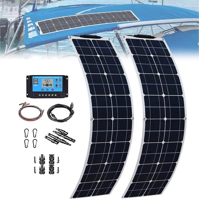 Zonnepaneel Kit - Flexibel PV Module - Off-Grid Stroom - Lichtgewicht Ontwerp - 2x 200W - Zwart