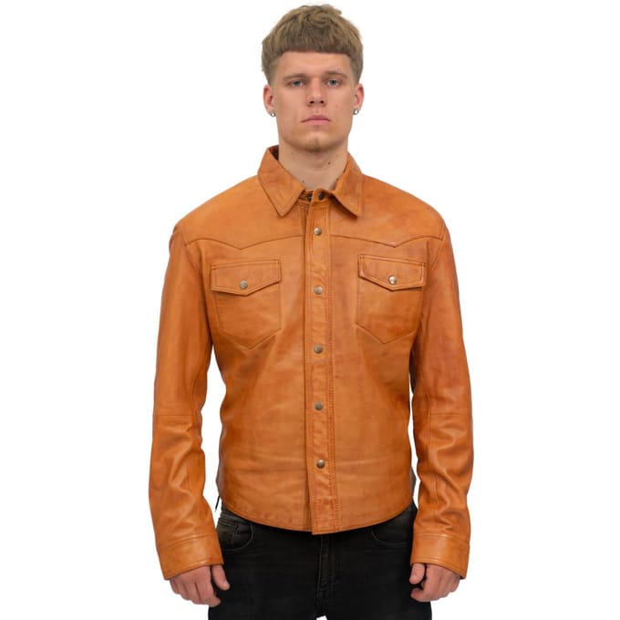 Heren retro leren overhemd jeansjack-Beijing