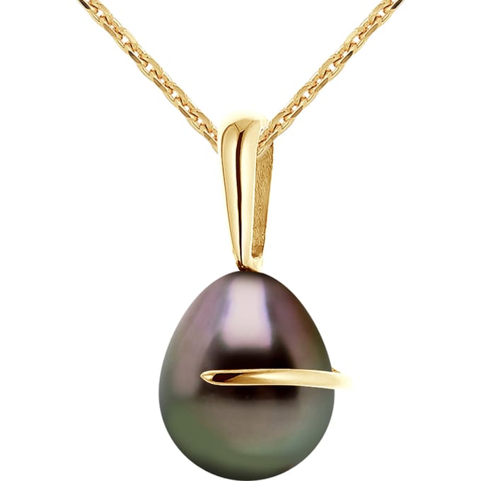 Tahitian Pearl Pendant Pear 8-9mm Yellow Gold