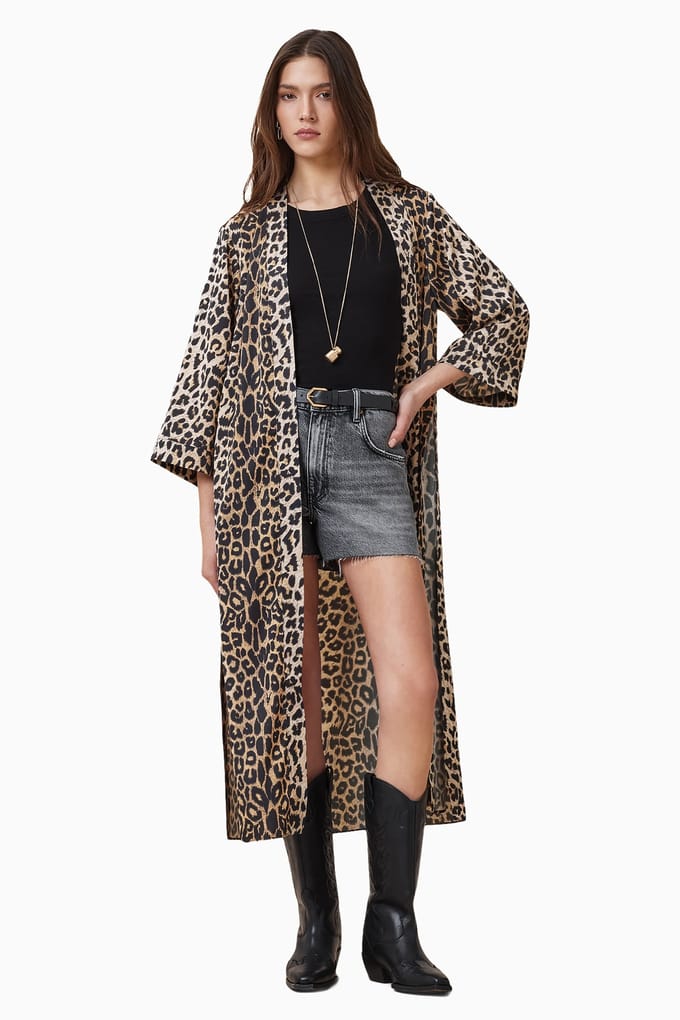AllSaints Carine Kimono Leppo Brown Taglia: 8 | Giacche Outlet | Donna | Marrone