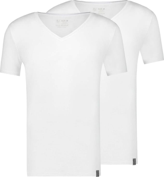 RJ Good Life Madrid 2-Pack Heren T-Shirt Diepe V-Hals Wit S