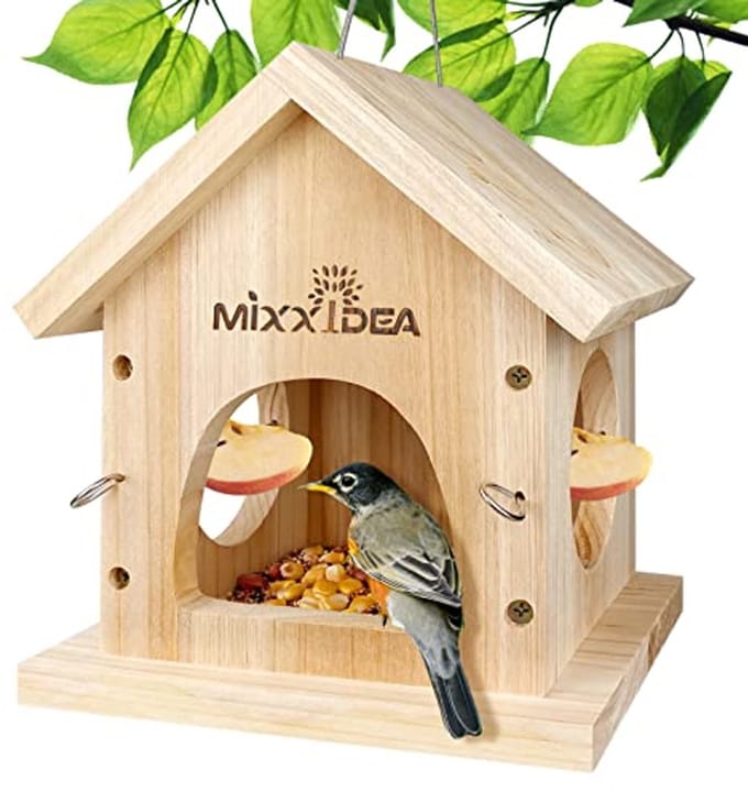Multifunctionele Houten Vogelvoederbak - Hangend en Makkelijk Schoon te Maken