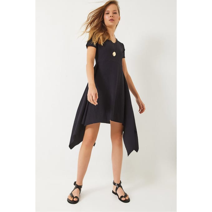 Asymmetrische V-hals Mini-jurk
