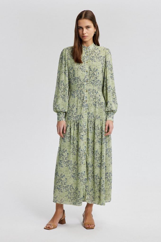 Touché Privé - Chiffon blousejurk met print - Groen - Dames