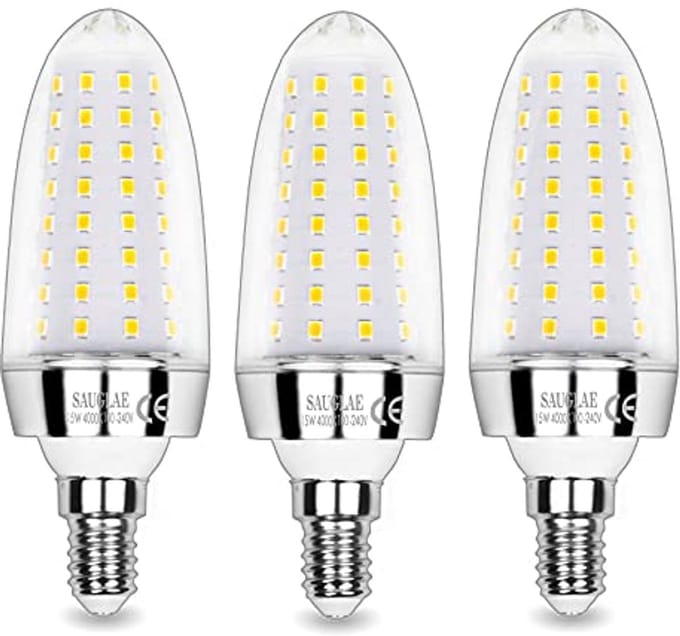 15W LED E14 lampen - 3 stuks, neutraal wit, 1700 lumen, energiezuinig