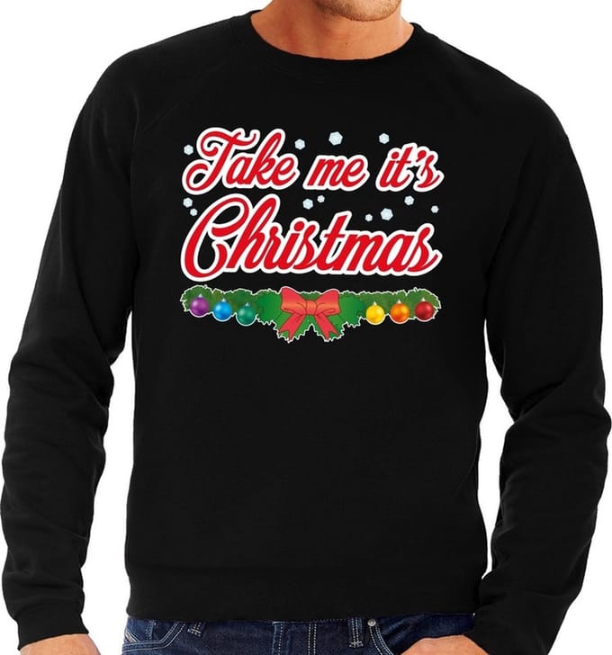 Foute kersttrui / sweater voor heren - zwart -Take Me Its Christmas M