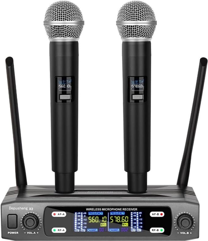 Draadloos Microfoon Systeem met Twee Handzenders - VHF Dual Frequency voor Karaoke en Optredens