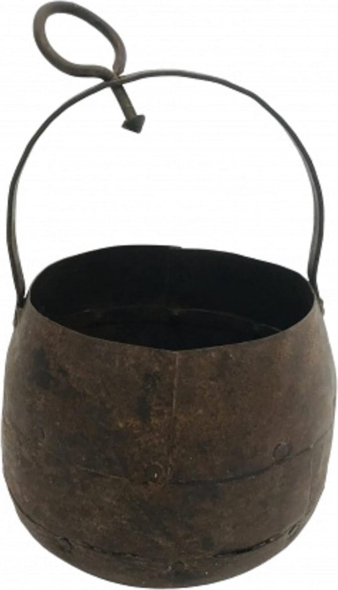 Oude ijzeren kookpot H28  - retro - trendy