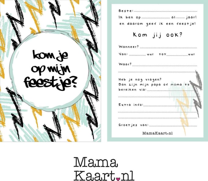 Uitnodigingen feestje - Jongen Grunge - MamaKaart.nl