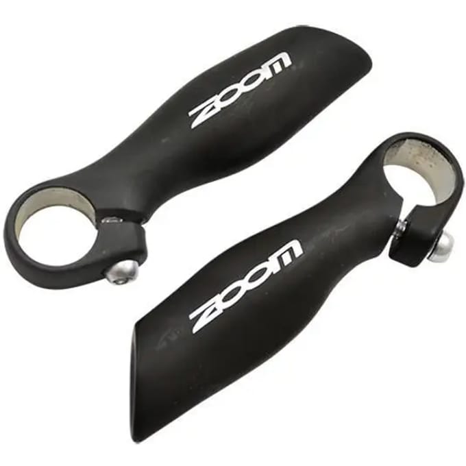 Ergonomische zwarte aluminium fiets stuurpen met stuurpluggen Zoom