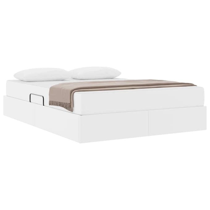 vidaXL - Opslag - bed - met - matras - met - opslag - 2 - st - Wit - Leer