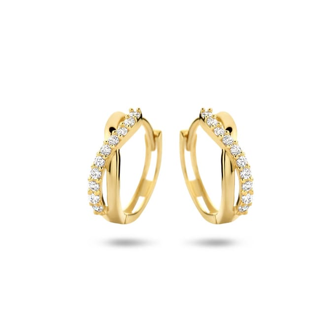 Marie-Celeste Klapoorringen Zirkonia 12,5 mm - Goud