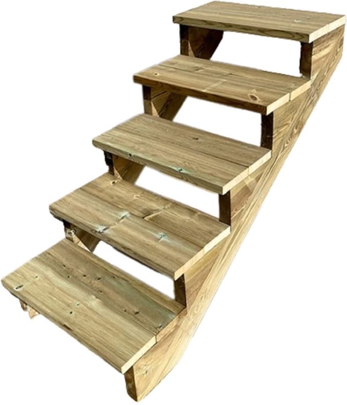 BERLIN Houten Buitentrap - 5 Open Treden 88 cm Hoog - 60 cm Breed