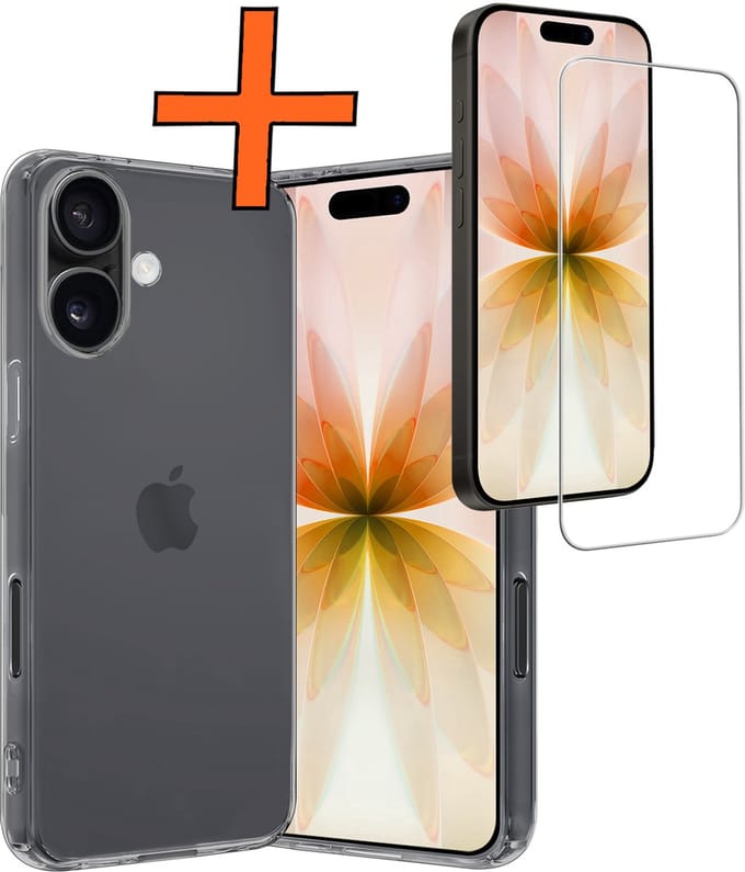 Hoes - Met Screenprotector - Geschikt voor Apple iPhone 17 - Sterk & Shockproof - Back Cover - Siliconen Case - Telefoon Hoes - Transparant