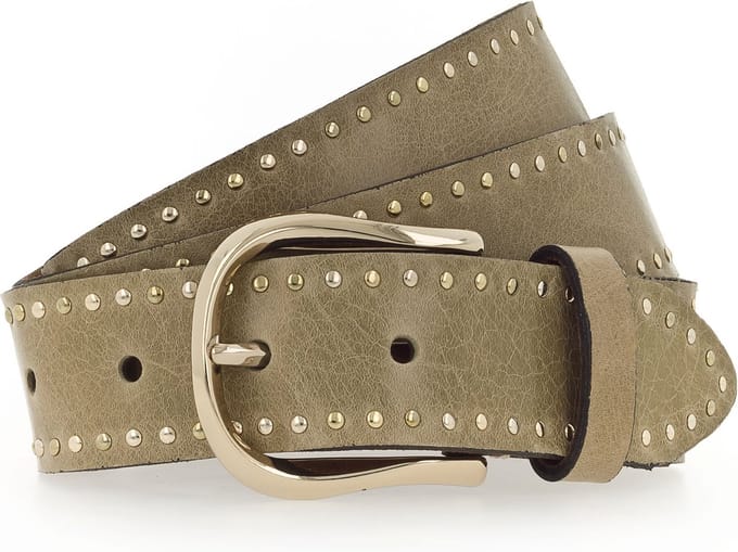 b.belt Studded belt Leder - Dames - 90 cm - khaki