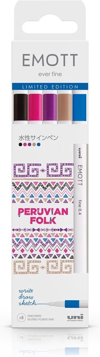 Uni Emott Fineliner Set 5 stuks Peruvian Folk