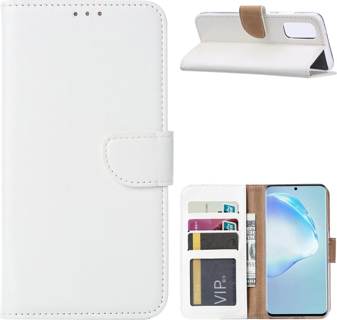 Hoesje Geschikt Voor Samsung Galaxy S20 Hoesje met Pasjeshouder - Wit