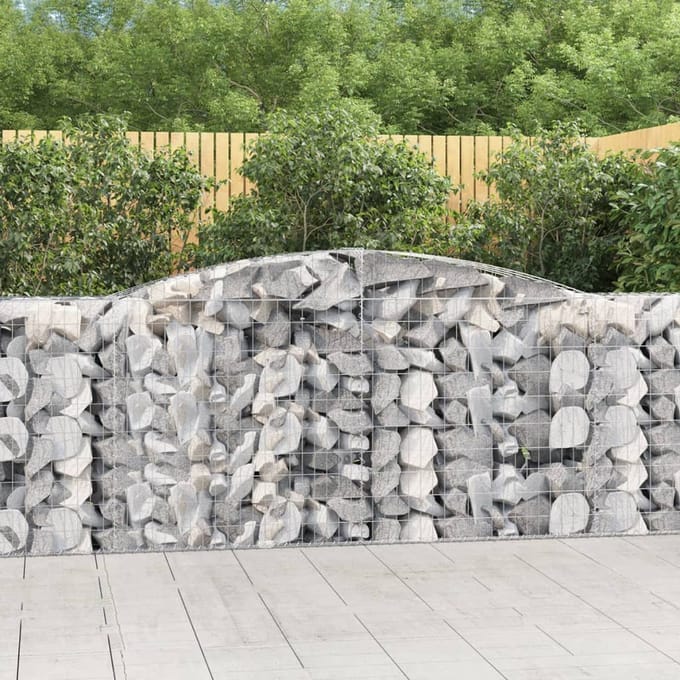 vidaXL - Schanskorven - 3 - st - gewelfd - 400x50x100/120 - cm - ijzer