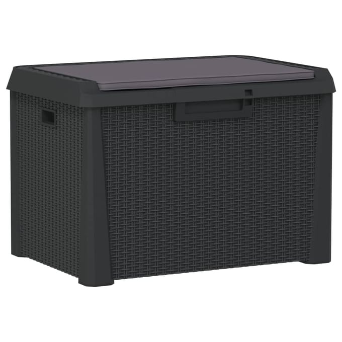 vidaXL - Tuinbox - met - zitkussen - 125 - L - polypropeen - antracietkleurig
